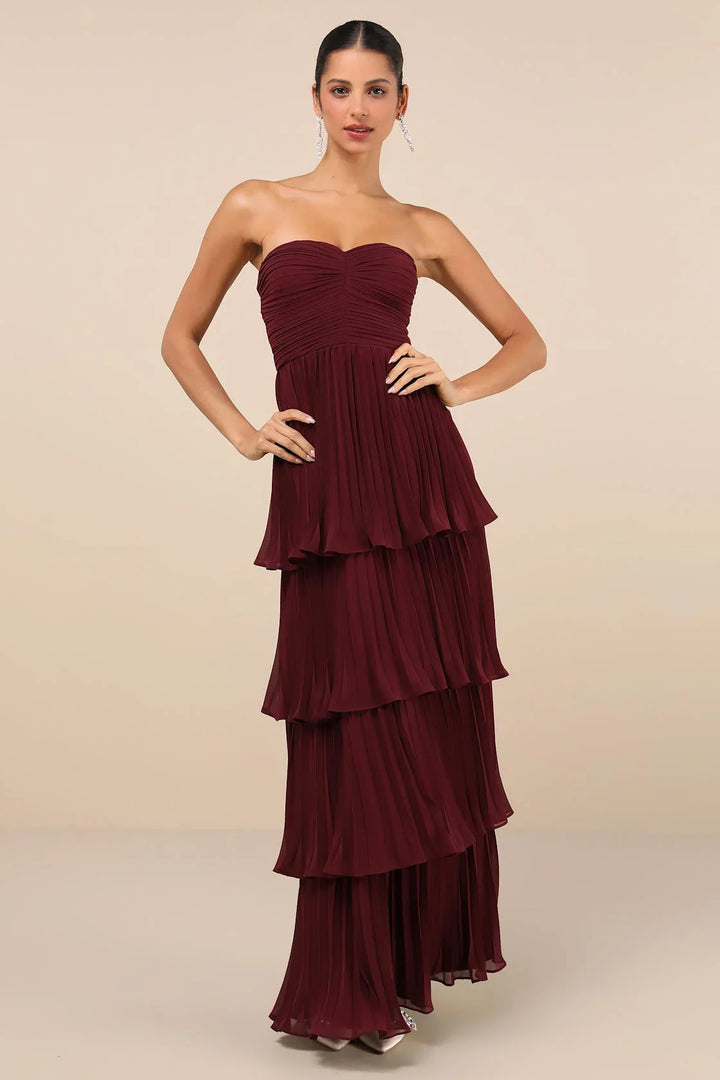 Penelope - Plum Pleated Maxi Dress