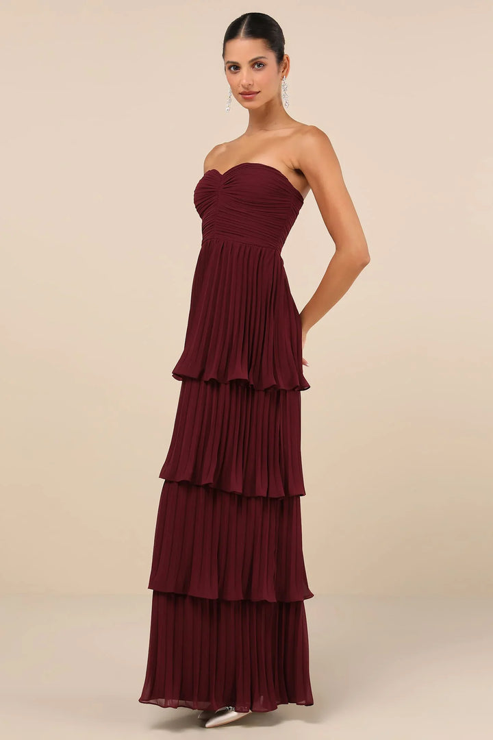 Penelope - Plum Pleated Maxi Dress