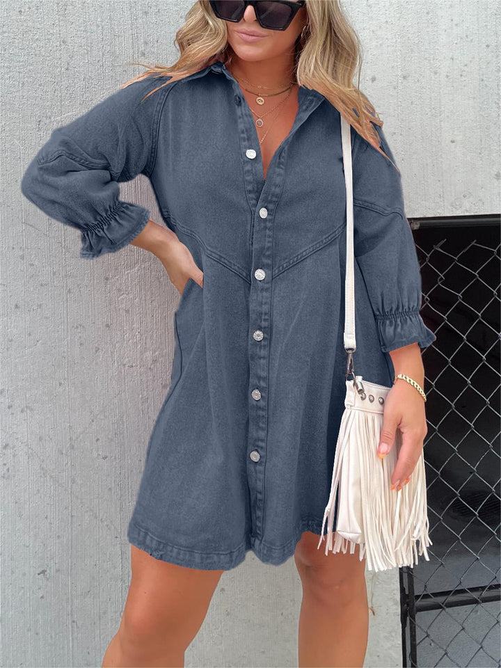 Maisie - Puff Sleeve Denim Dress