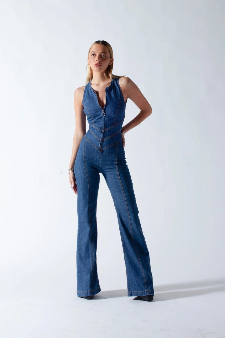 Lucia - Denimlook Heart Jumpsuit