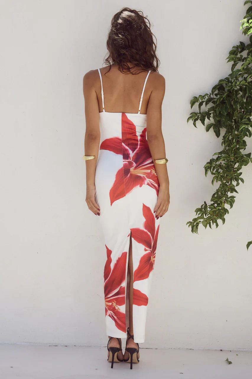 Astrid - Flower Slit Maxi Dress