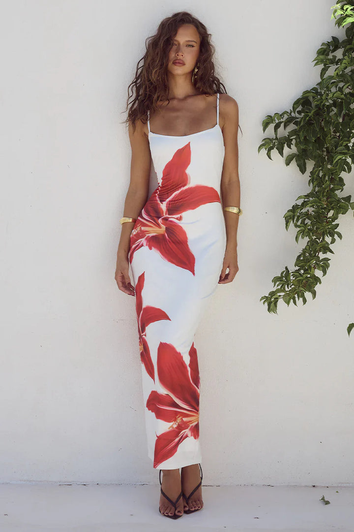 Astrid - Flower Slit Maxi Dress