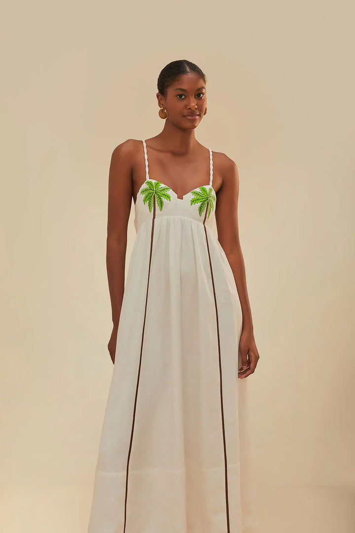 Solstice - Palm Embroidered Maxi Dress