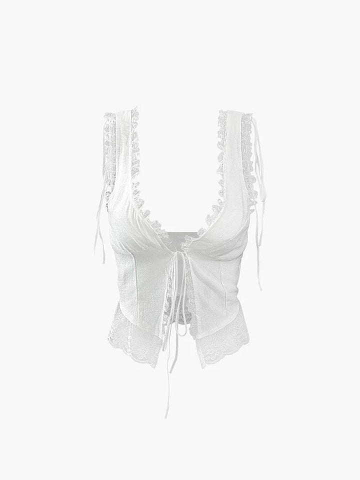 Lio - Front Tie-Top with Lace Trims