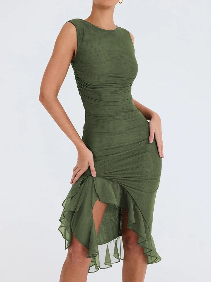 Vernice - Frilled Hem Midi Dress