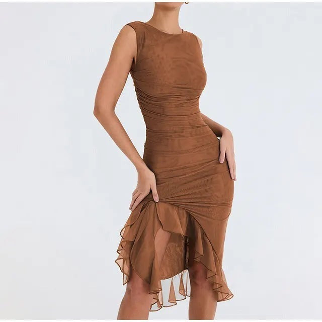 Vernice - Frilled Hem Midi Dress